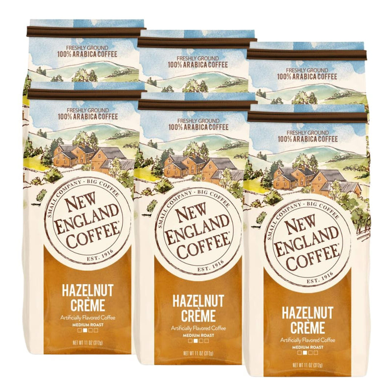 New England Coffee Hazelnut Crème Medium Roast Ground Coffee, 22oz Bag (Pack of 1)