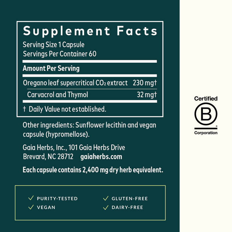 Gaia Herbs, Oil of Oregano, Vegan Liquid Phyto Capsules - Immune and Intestinal Support Supplement for Healthy Digestive Flora, 120-Count (Pack of 1)