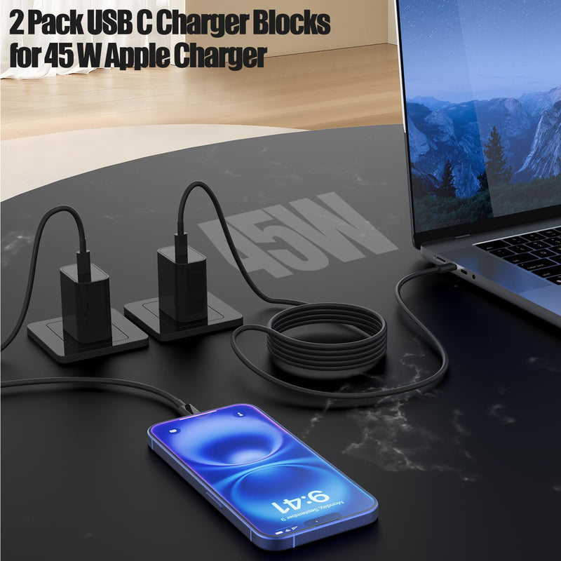 45W Charger for iPhone 16 15 Pro Max Fast Charging 10 FT, Long iPhone 16 15 Plus Charger Cord with USBC Charger Block for MacBook Air 13/11 inch M1/M2,2022 2020 2019 2018 2017 Laptop,iPad Pro/Air