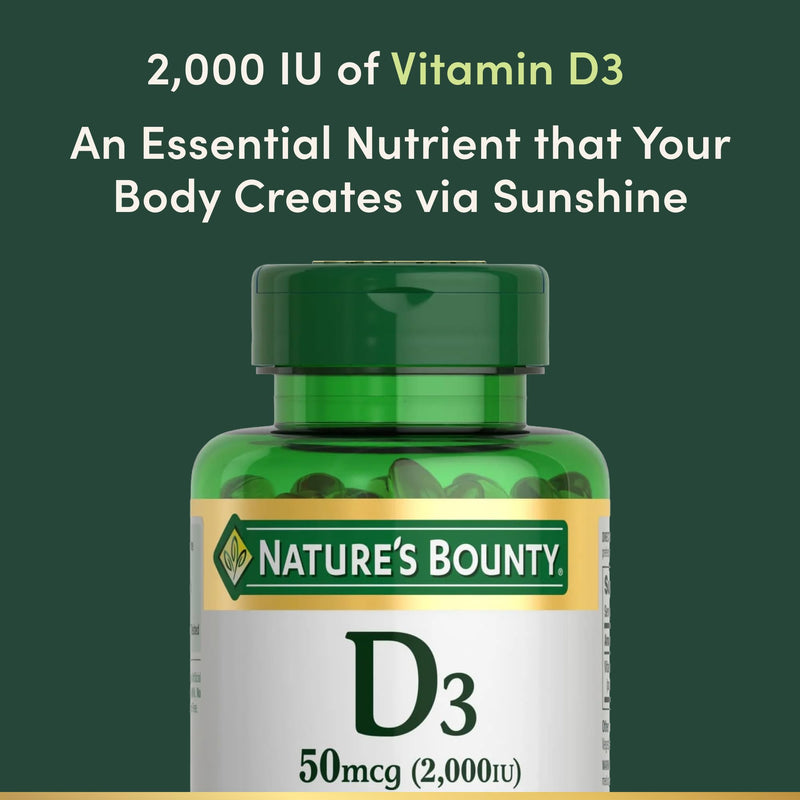 Nature's Bounty Vitamin D, Immune Support, 2000 IU, Softgels, 350 Ct