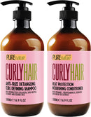 Argan Oil Shampoo and Conditioner Set - Sulfate Free Moroccan Care with Keratin - For Curly, Straight, Dry and Damaged Hair - Moisturizing, Hydrating, Anti Frizz Salon Technology