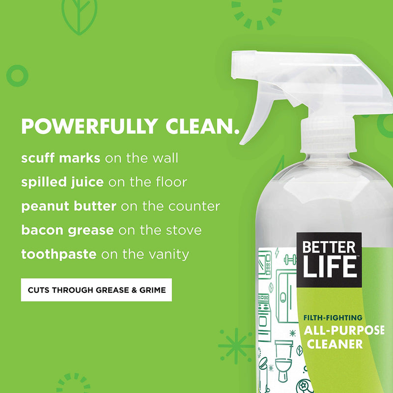 Better Life All Purpose Cleaner - Multipurpose Home and Kitchen Cleaning Spray for Glass, Countertops, Appliances, Upholstery & More - Multi-surface Spray Cleaner - 32oz Clary Sage & Citrus