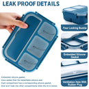 Bento Box Adult Lunch Box, Lunch Containers for Kids Girls Boys with 4 Compartments, Lunchable Food Container with Utensils, Sauce Jar, Muffin Liners, 40 Oz/5 Cup, Microwave & Dishwasher Safe, Navy