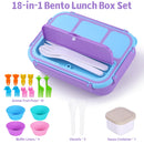 Bento Box Adult Lunch Box, Lunch Containers for Kids Girls Boys with 4 Compartments, Lunchable Food Container with Utensils, Sauce Jar, Muffin Liners, 40 Oz/5 Cup, Microwave & Dishwasher Safe, Navy