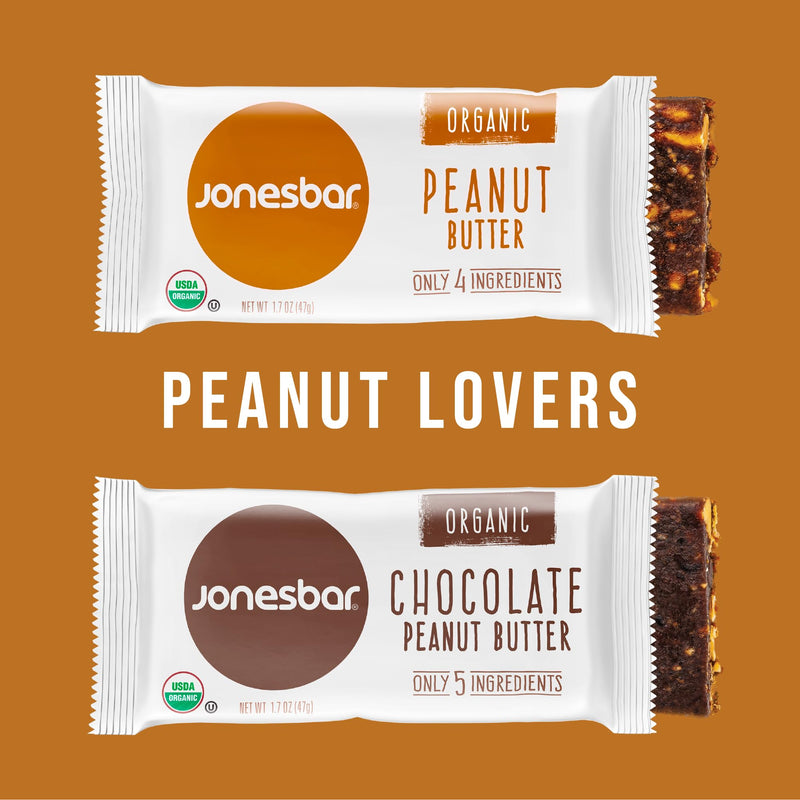 JONESBAR (Variety Pack, 12 Count (Pack of 1)), USDA Organic Fruit & Nut Bar, Non-GMO, Kosher, Vegan, Gluten Free, Simple Snack Bar