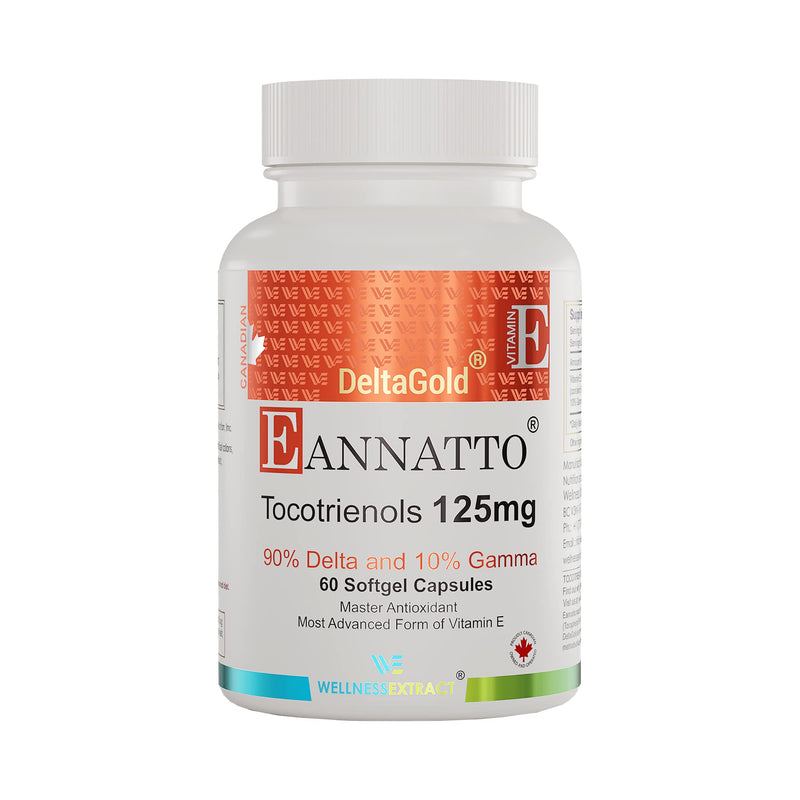 WELLNESS EXTRACT Eannatto Tocotrienols Vitamin E Supplements Tocopherol Free, Supports Immune Health, Non-GMO, Gluten Free & Antioxidant (125MG 60 Softgels)