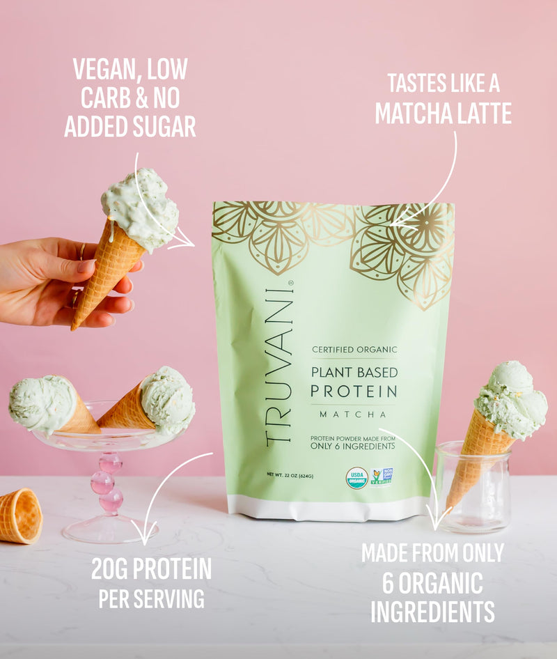 Truvani Vegan Pea Protein Powder | Vanilla | 20g Organic Plant Based Protein | 18 Servings | Keto | Gluten & Dairy Free | Low Carb | No Added Sugar