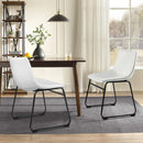 Waleaf Dining Chairs,Faux Leather Dining Chairs Set of 2,18 Inch Kitchen Dining Room Chairs with Backrest and Metal Leg,Mid Century Modern Armless Chair,Upholstered Seat