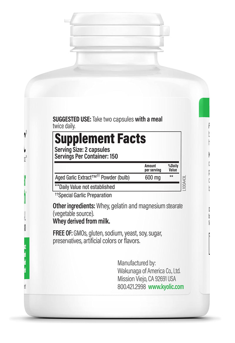 Kyolic Aged Garlic Extract Formula 100, Original Cardiovascular, 200 Capsules (Packaging May Vary)