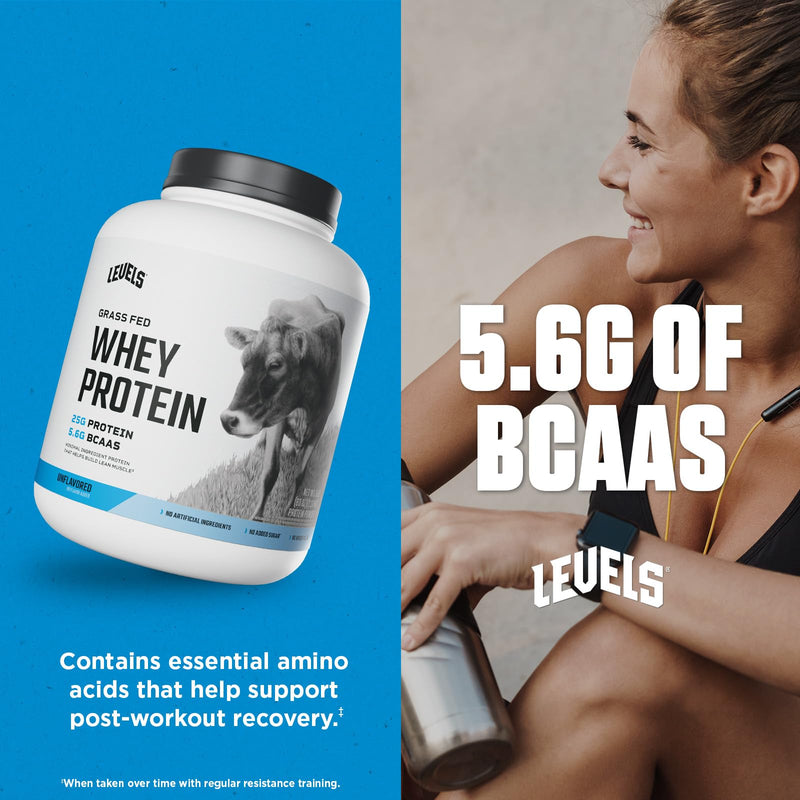 Levels Grass Fed Whey Protein Powder, No Artificials, 24G of Protein, Double Chocolate, 5LB