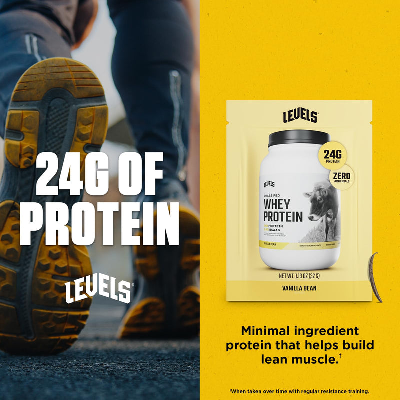 Levels Grass Fed Whey Protein Powder, No Artificials, 24G of Protein, Double Chocolate, 5LB