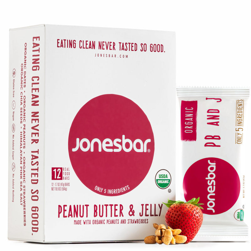 JONESBAR (Variety Pack, 12 Count (Pack of 1)), USDA Organic Fruit & Nut Bar, Non-GMO, Kosher, Vegan, Gluten Free, Simple Snack Bar