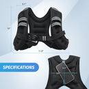 ZELUS Weighted Vest, 6lb/8lb/12lb/16lb/20lb/25lb/30lb Weight Vest with Reflective Stripe for Workout, Strength Training, Running, Fitness, Muscle Building, Weight Loss, Weightlifting, Black(12 lb)