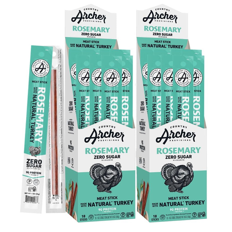 Rosemary Turkey Sticks by Country Archer, 100% Natural, Gluten Free, High Protein Snacks, 1 Ounce (Pack of 18)