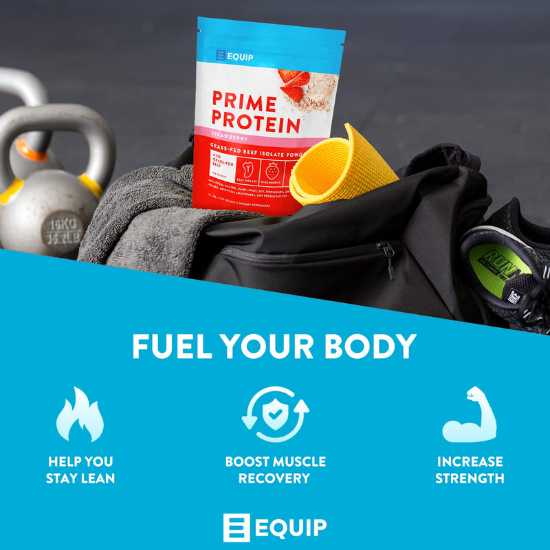 Equip Foods Prime Protein - Grass Fed Beef Protein Powder Isolate - Paleo and Keto Friendly, Gluten Free Carnivore Protein Powder - Unflavored, 1.39 Pounds - Helps Build and Repair Tissue