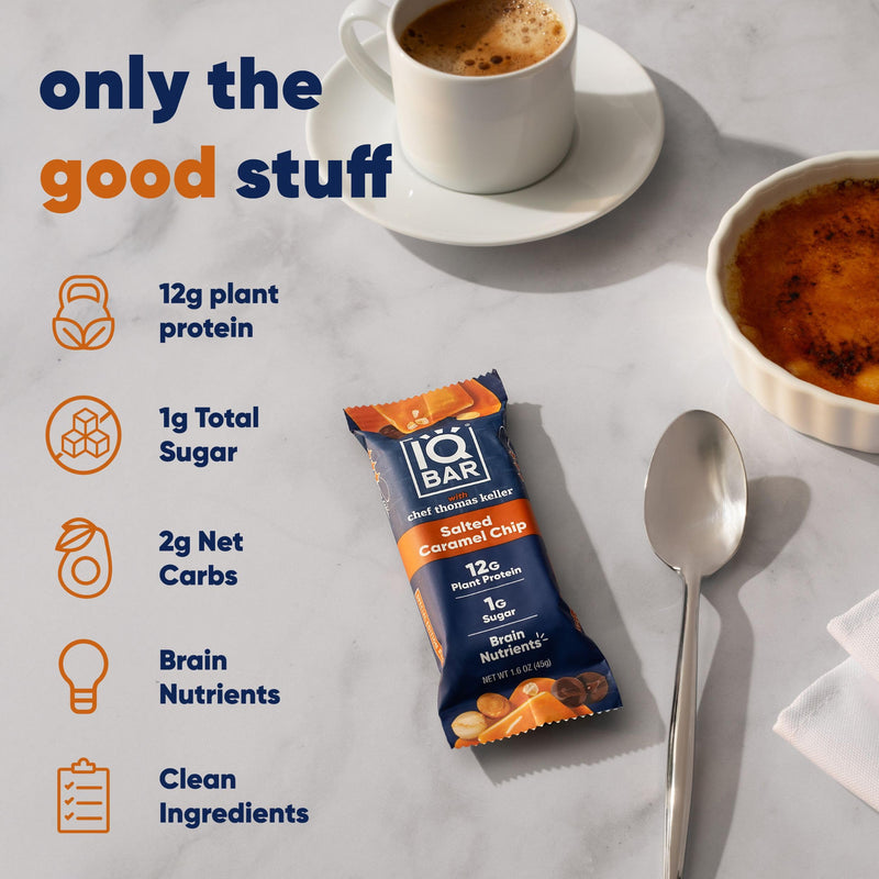 IQBAR Brain and Body Plant Protein Bars - Chocolate Lovers Variety - 12-Count Low Carb - Gluten Free, High Fiber, Vegan Snacks - Low Sugar Meal Replacement