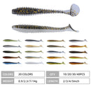 RUNCL Swimbaits Paddle 10/20/30/40PCS, 5/4/3/2 Inchs Paddle Tail, Soft Lure for Trout Crappie Bass, Durable Plastic Bait Swimmer for Saltwater/Freshwater, Fishing Lover's Gift
