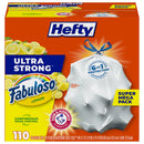 Hefty Ultra Strong 13 Gallon Trash Bags, Tall Kitchen Trash Bags 13 Gallon Size, Drawstring Closure, Continuous Odor Control, White, Clean Burst Scent, 110 Bags