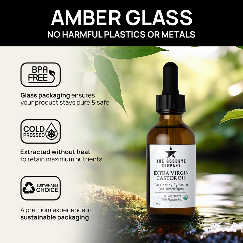 The Goodbye Company Organic Castor Oil – 100% Pure Extra Virgin, Cold-Pressed & Unrefined – Hexane-Free – Nourishing Oil for Healthy Skin, Hair Growth & Eyelashes (250mL)