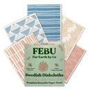 FEBU Reusable Paper Towels Washable | 5 Pack Japanese Pattern Swedish Dish Towels | Swedish Dishcloths for Kitchen | Non-Scratch Cellulose Sponge Cloths | No Odor, Biodegradable, Swedish Cloths