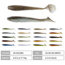 RUNCL Swimbaits Paddle 10/20/30/40PCS, 5/4/3/2 Inchs Paddle Tail, Soft Lure for Trout Crappie Bass, Durable Plastic Bait Swimmer for Saltwater/Freshwater, Fishing Lover's Gift