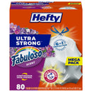 Hefty Ultra Strong 13 Gallon Trash Bags, Tall Kitchen Trash Bags 13 Gallon Size, Drawstring Closure, Continuous Odor Control, White, Clean Burst Scent, 110 Bags