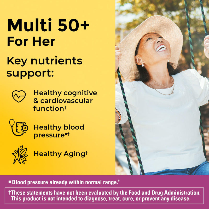 Nature Made Multivitamin For Her 50+ with No Iron, Womens Multivitamin for Daily Nutritional Support, Multivitamin for Women, 90 Tablets, 90 Day Supply