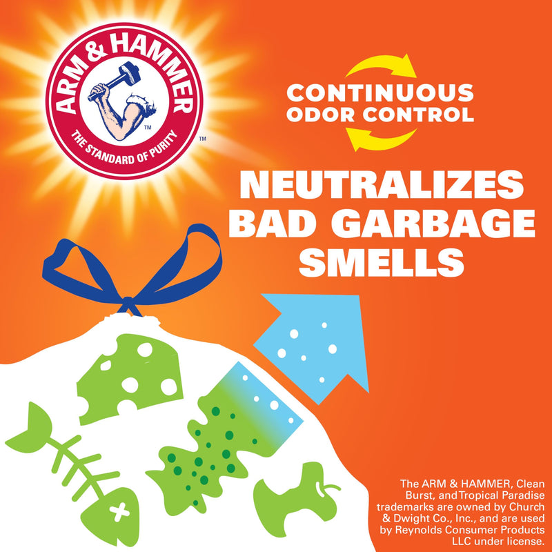 Hefty Ultra Strong 13 Gallon Trash Bags, Tall Kitchen Trash Bags 13 Gallon Size, Drawstring Closure, Continuous Odor Control, White, Clean Burst Scent, 110 Bags