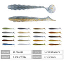 RUNCL Swimbaits Paddle 10/20/30/40PCS, 5/4/3/2 Inchs Paddle Tail, Soft Lure for Trout Crappie Bass, Durable Plastic Bait Swimmer for Saltwater/Freshwater, Fishing Lover's Gift