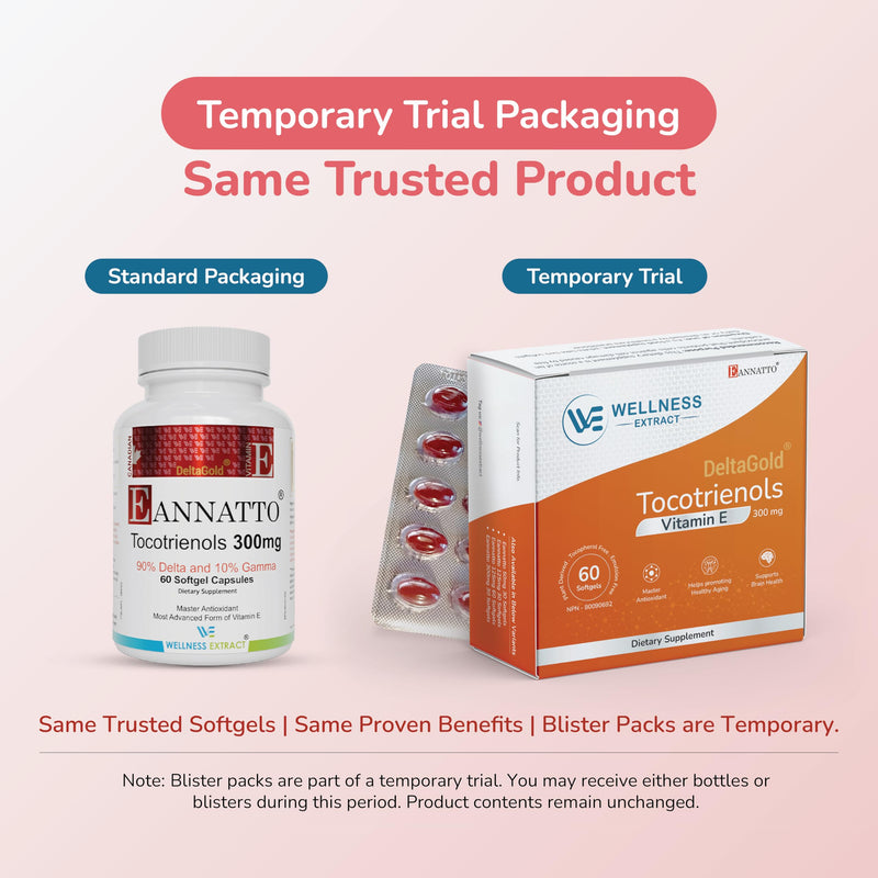 WELLNESS EXTRACT Eannatto Tocotrienols Vitamin E Supplements Tocopherol Free, Supports Immune Health, Non-GMO, Gluten Free & Antioxidant (125MG 60 Softgels)