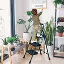 HBTower 3 Step Ladder, Folding Step Stool with Wide Anti-Slip Pedal, 500lbs Sturdy Steel Ladder, Convenient Handgrip, Lightweight, Portable Steel Step Stool, Black