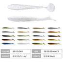 RUNCL Swimbaits Paddle 10/20/30/40PCS, 5/4/3/2 Inchs Paddle Tail, Soft Lure for Trout Crappie Bass, Durable Plastic Bait Swimmer for Saltwater/Freshwater, Fishing Lover's Gift