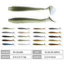 RUNCL Swimbaits Paddle 10/20/30/40PCS, 5/4/3/2 Inchs Paddle Tail, Soft Lure for Trout Crappie Bass, Durable Plastic Bait Swimmer for Saltwater/Freshwater, Fishing Lover's Gift