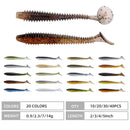 RUNCL Swimbaits Paddle 10/20/30/40PCS, 5/4/3/2 Inchs Paddle Tail, Soft Lure for Trout Crappie Bass, Durable Plastic Bait Swimmer for Saltwater/Freshwater, Fishing Lover's Gift