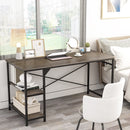 Engriy Writing Computer Desk 47", Home Office Study Desk with 2 Storage Shelves on Left or Right Side, Industrial Simple Style Wood Table Metal Frame for PC Laptop Notebook