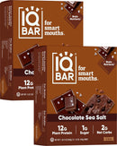 IQBAR Brain and Body Plant Protein Bars - Peanut Butter Chip - 12 Count, Low Carb, High Fiber, Gluten Free, Vegan Snacks - Low Sugar Keto Energy Bars