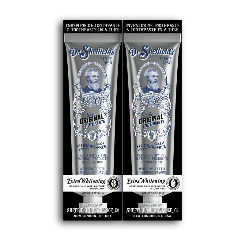 Dr. Sheffield’s Certified Natural Toothpaste (Extra-Whitening) - Great Tasting, Fluoride Free Toothpaste/Freshen Your Breath, Whiten Your Teeth, Reduce Plaque (2-Pack)