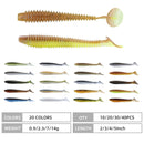 RUNCL Swimbaits Paddle 10/20/30/40PCS, 5/4/3/2 Inchs Paddle Tail, Soft Lure for Trout Crappie Bass, Durable Plastic Bait Swimmer for Saltwater/Freshwater, Fishing Lover's Gift