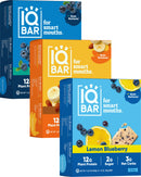 IQBAR Brain and Body Plant Protein Bars - Peanut Butter Chip - 12 Count, Low Carb, High Fiber, Gluten Free, Vegan Snacks - Low Sugar Keto Energy Bars