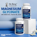 Dr. Berg Magnesium Glycinate with Vitamin D, B6 & Zinc for Stress Relief, Calm, Relaxation, & Good Sleep* - 120 mg Per Magnesium Bisglycinate Capsule - Chelated Magnesium Glycinate - 150 Caps