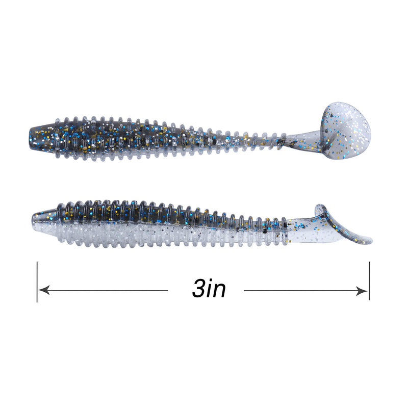RUNCL Swimbaits Paddle 10/20/30/40PCS, 5/4/3/2 Inchs Paddle Tail, Soft Lure for Trout Crappie Bass, Durable Plastic Bait Swimmer for Saltwater/Freshwater, Fishing Lover's Gift