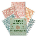 FEBU Reusable Paper Towels Washable | 5 Pack Japanese Pattern Swedish Dish Towels | Swedish Dishcloths for Kitchen | Non-Scratch Cellulose Sponge Cloths | No Odor, Biodegradable, Swedish Cloths