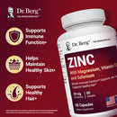 Dr. Berg Zinc 30mg Enhanced with Magnesium, Vitamin D3, Selenium, & Copper - Zinc Supplements for Men & Women - Chelated Zinc for Immune, Skin, Hair, & Nails Support* - 60 Capsules