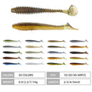 RUNCL Swimbaits Paddle 10/20/30/40PCS, 5/4/3/2 Inchs Paddle Tail, Soft Lure for Trout Crappie Bass, Durable Plastic Bait Swimmer for Saltwater/Freshwater, Fishing Lover's Gift