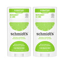 Schmidt's Aluminum Free Natural Deodorant For Women And Men, Bergamot & Lime With 24 Hour Odor Protection, Certified Cruelty Free, Vegan Deodorant, 2.65oz 2 Pack