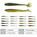 RUNCL Swimbaits Paddle 10/20/30/40PCS, 5/4/3/2 Inchs Paddle Tail, Soft Lure for Trout Crappie Bass, Durable Plastic Bait Swimmer for Saltwater/Freshwater, Fishing Lover's Gift