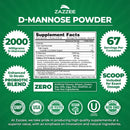 Zazzee D-Mannose Powder Plus, 2000 mg, 30 Servings, Potent & Fast-Acting, Plus 5 Billion CFU Probiotics and Pure Cranberry Juice Extract, Kosher, Free Scoop, 2.98 Oz, Gluten-Free, Non-GMO, All-Natural