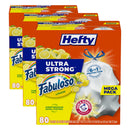 Hefty Ultra Strong 13 Gallon Trash Bags, Tall Kitchen Trash Bags 13 Gallon Size, Drawstring Closure, Continuous Odor Control, White, Clean Burst Scent, 110 Bags