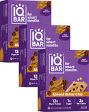 IQBAR Brain and Body Plant Protein Bars - Peanut Butter Chip - 12 Count, Low Carb, High Fiber, Gluten Free, Vegan Snacks - Low Sugar Keto Energy Bars