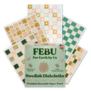 FEBU Reusable Paper Towels Washable | 5 Pack Japanese Pattern Swedish Dish Towels | Swedish Dishcloths for Kitchen | Non-Scratch Cellulose Sponge Cloths | No Odor, Biodegradable, Swedish Cloths